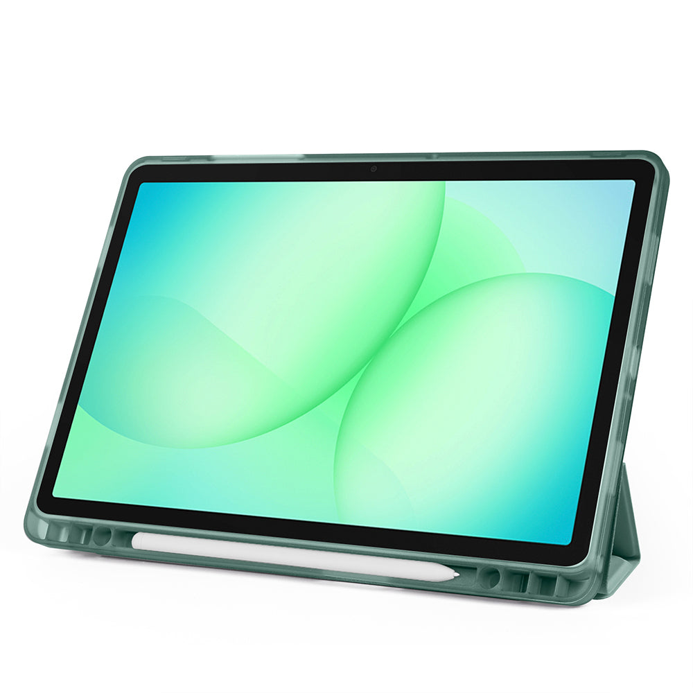 Galaxy Tab A11 Plus Kılıf Zore Tri Folding Kalem Bölmeli Standlı Kılıf Rose Gold