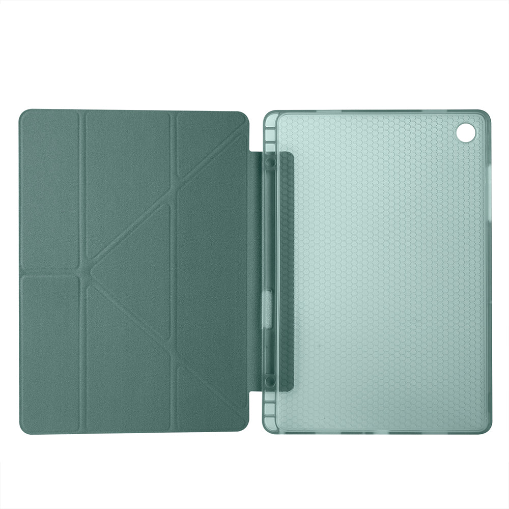 Galaxy Tab A11 Plus Kılıf Zore Tri Folding Kalem Bölmeli Standlı Kılıf Açık Yeşil