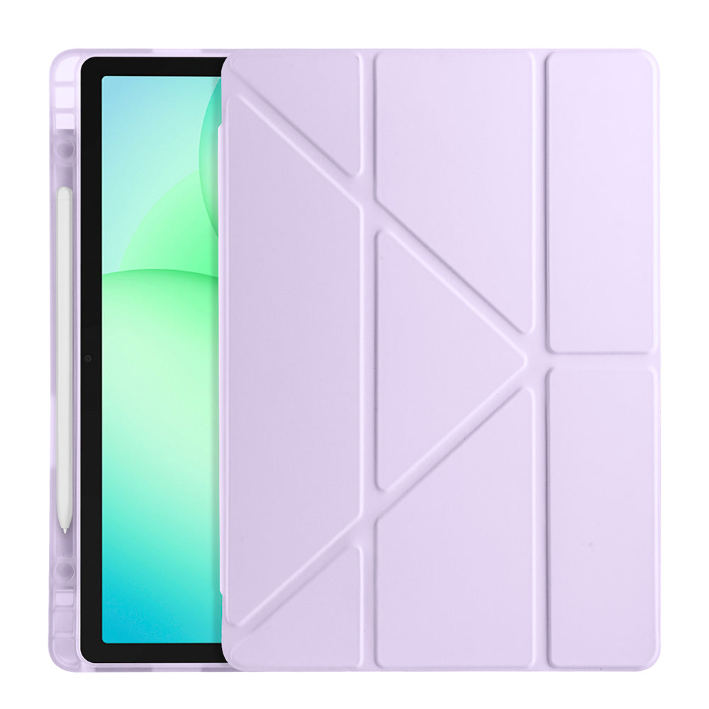 Galaxy Tab A11 Plus Kılıf Zore Tri Folding Kalem Bölmeli Standlı Kılıf Rose Gold