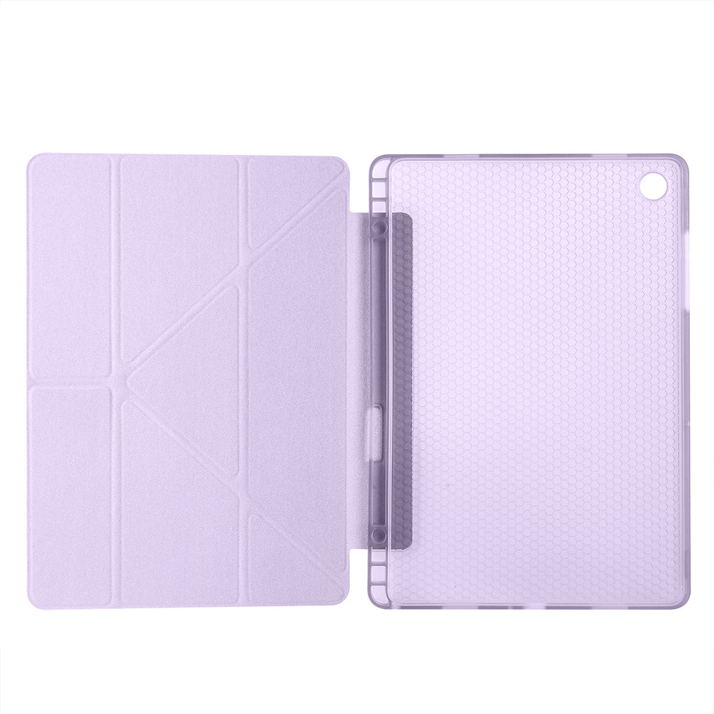 Galaxy Tab A11 Plus Kılıf Zore Tri Folding Kalem Bölmeli Standlı Kılıf Rose Gold