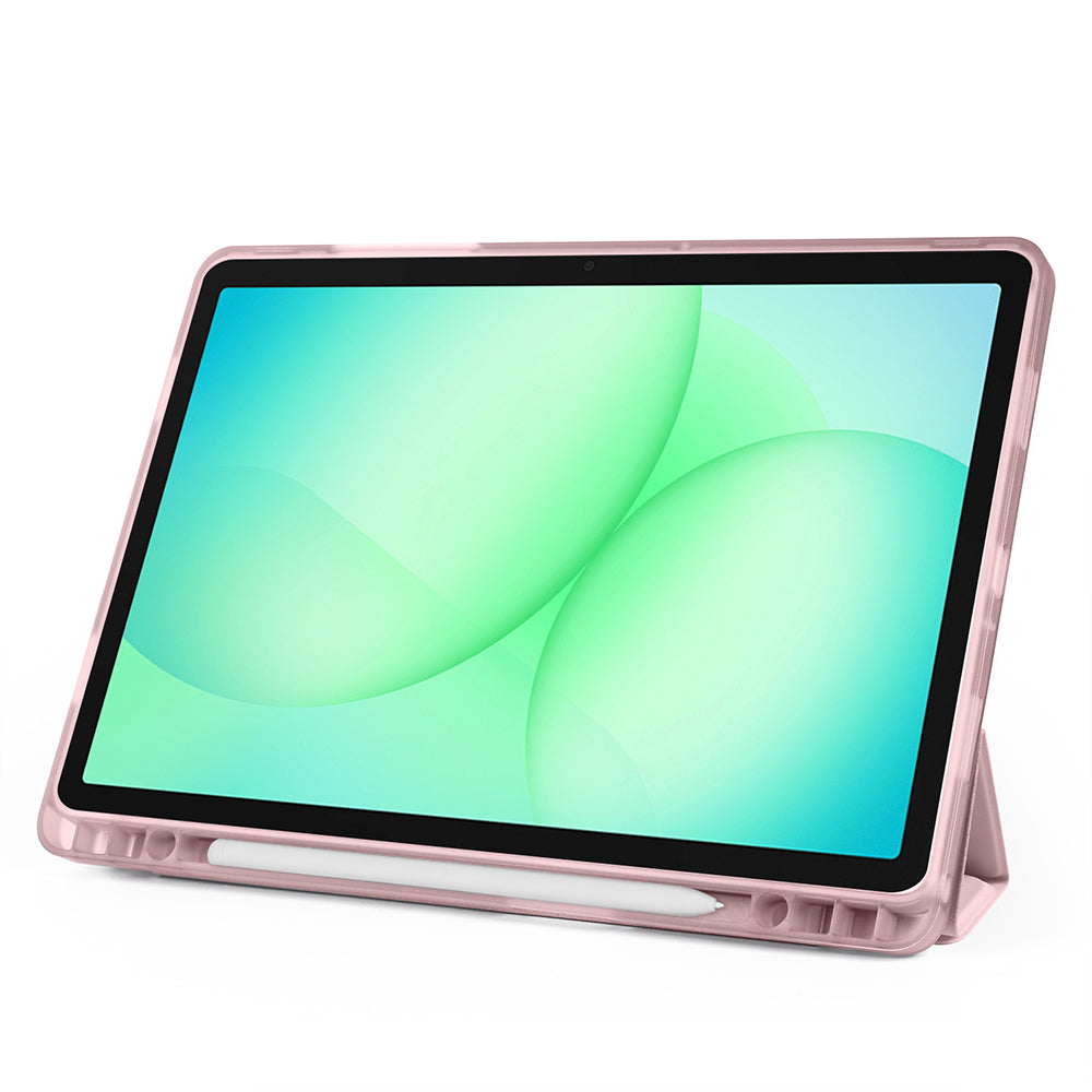 Galaxy Tab A11 Plus Kılıf Zore Tri Folding Kalem Bölmeli Standlı Kılıf Rose Gold