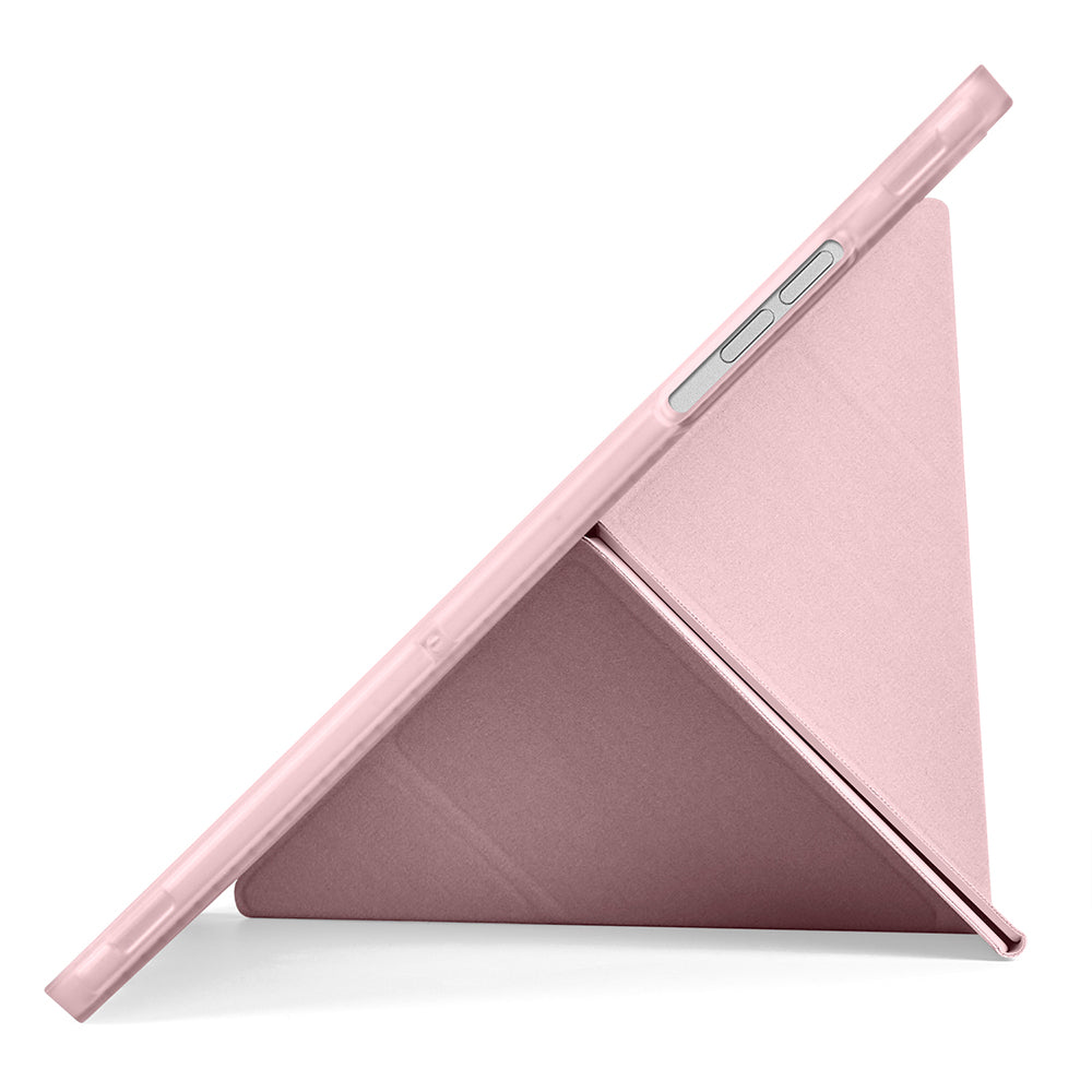 Galaxy Tab A11 Plus Kılıf Zore Tri Folding Kalem Bölmeli Standlı Kılıf Rose Gold