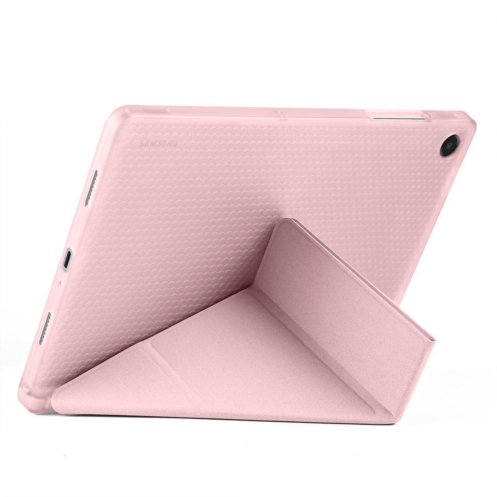 Galaxy Tab A11 Plus Kılıf Zore Tri Folding Kalem Bölmeli Standlı Kılıf Rose Gold