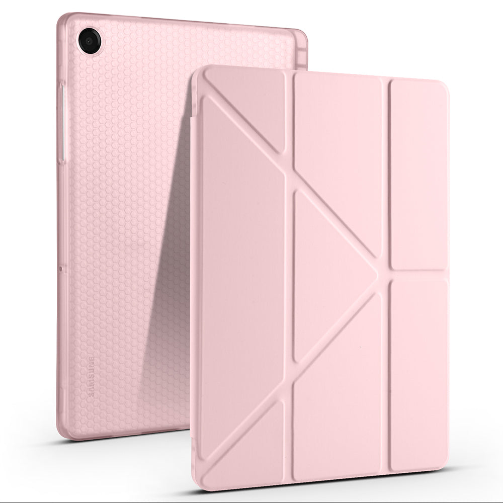 Galaxy Tab A11 Plus Kılıf Zore Tri Folding Kalem Bölmeli Standlı Kılıf Rose Gold
