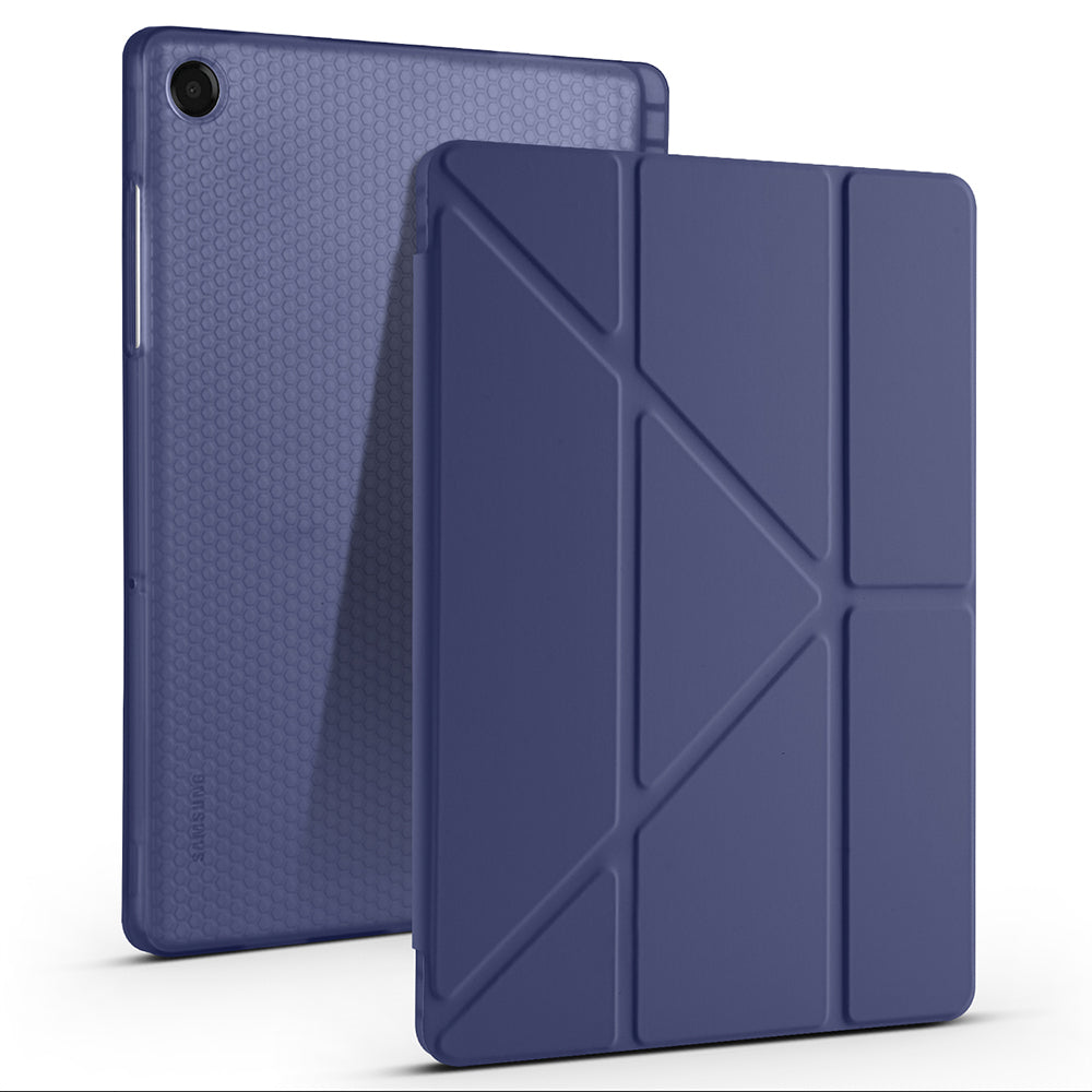 Galaxy Tab A11 Plus Kılıf Zore Tri Folding Kalem Bölmeli Standlı Kılıf Lacivert