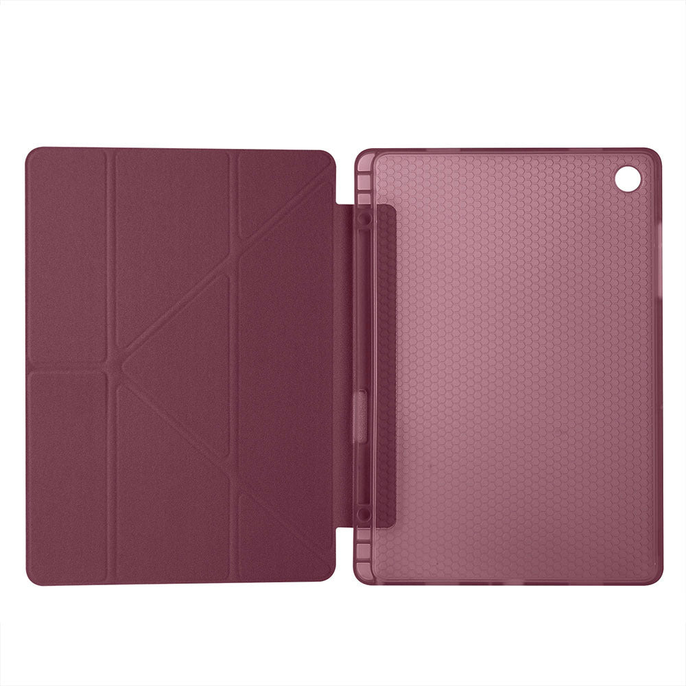 Galaxy Tab A11 Plus Kılıf Zore Tri Folding Kalem Bölmeli Standlı Kılıf Rose Gold