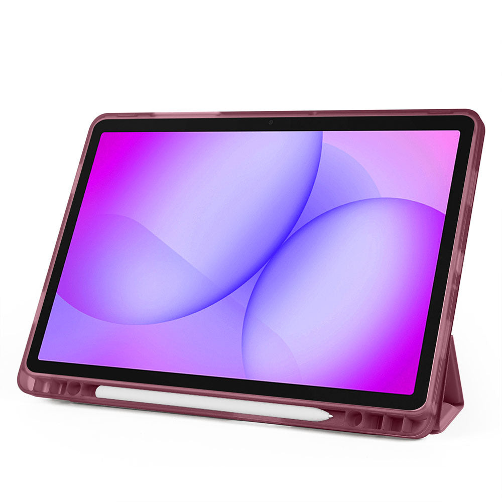 Galaxy Tab A11 Plus Kılıf Zore Tri Folding Kalem Bölmeli Standlı Kılıf Rose Gold