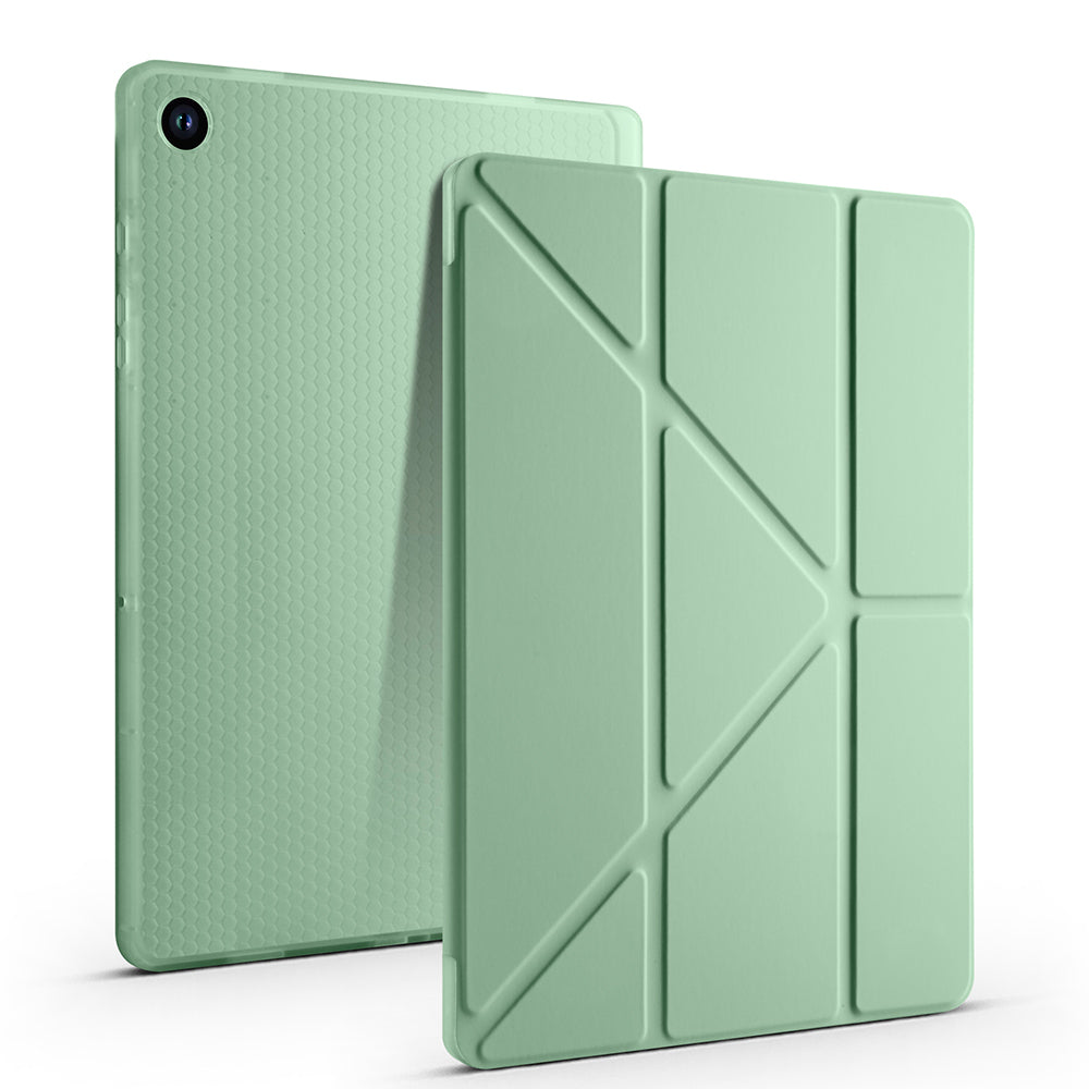 Galaxy Tab A11 Plus Kılıf Zore Tri Folding Kalem Bölmeli Standlı Kılıf Açık Yeşil