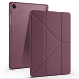 Samsung Galaxy Tab A11 Plus Kılıf Tri Folding Kalem Bölmeli Standlı Kılıf Koyu Mor