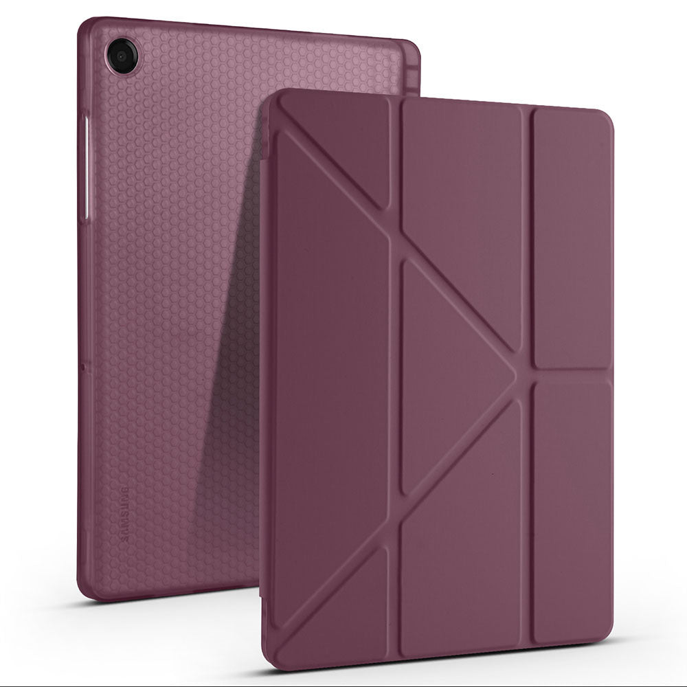 Galaxy Tab A11 Plus Kılıf Zore Tri Folding Kalem Bölmeli Standlı Kılıf Koyu Mor