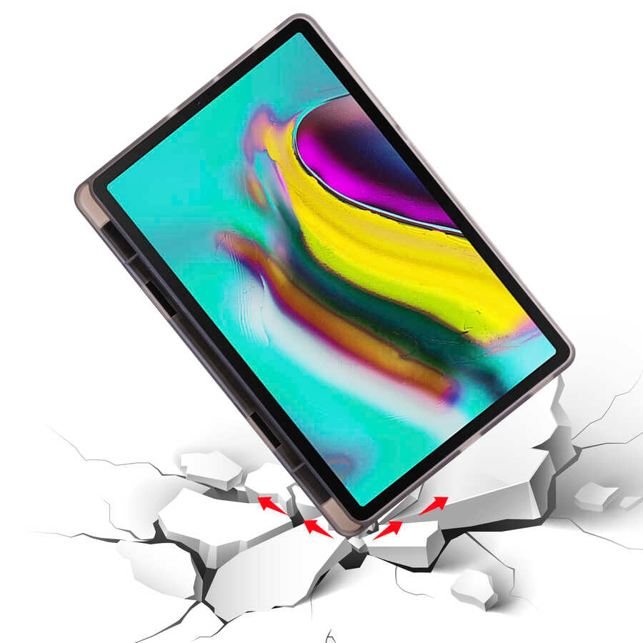 Galaxy Tab A7 10.4 T500 2020 Kılıf Zore Tri Folding Kalem Bölmeli Standlı Kılıf Rose Gold