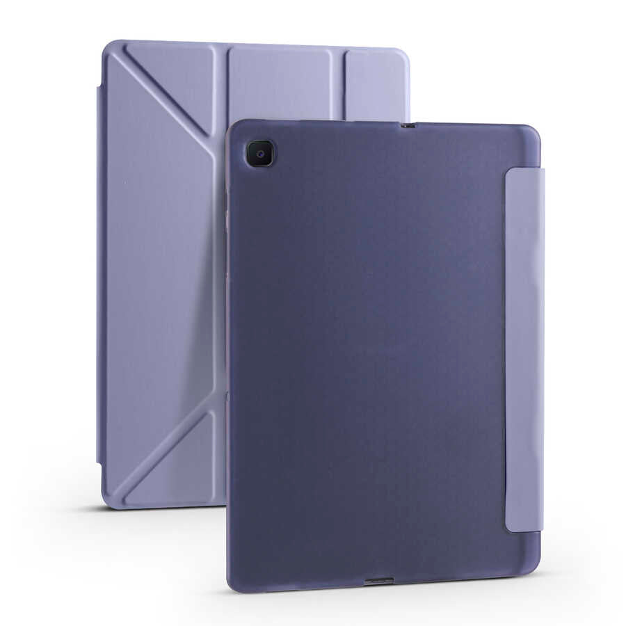 Galaxy Tab A7 10.4 T500 2020 Kılıf Zore Tri Folding Kalem Bölmeli Standlı Kılıf Mor
