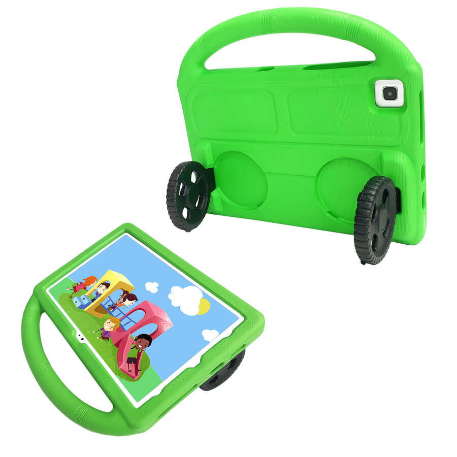 Galaxy Tab A7 10.4 T500 2020 Zore Wheel Car Tekerlek Standlı Tablet Eva Silikon Kılıf Kırmızı