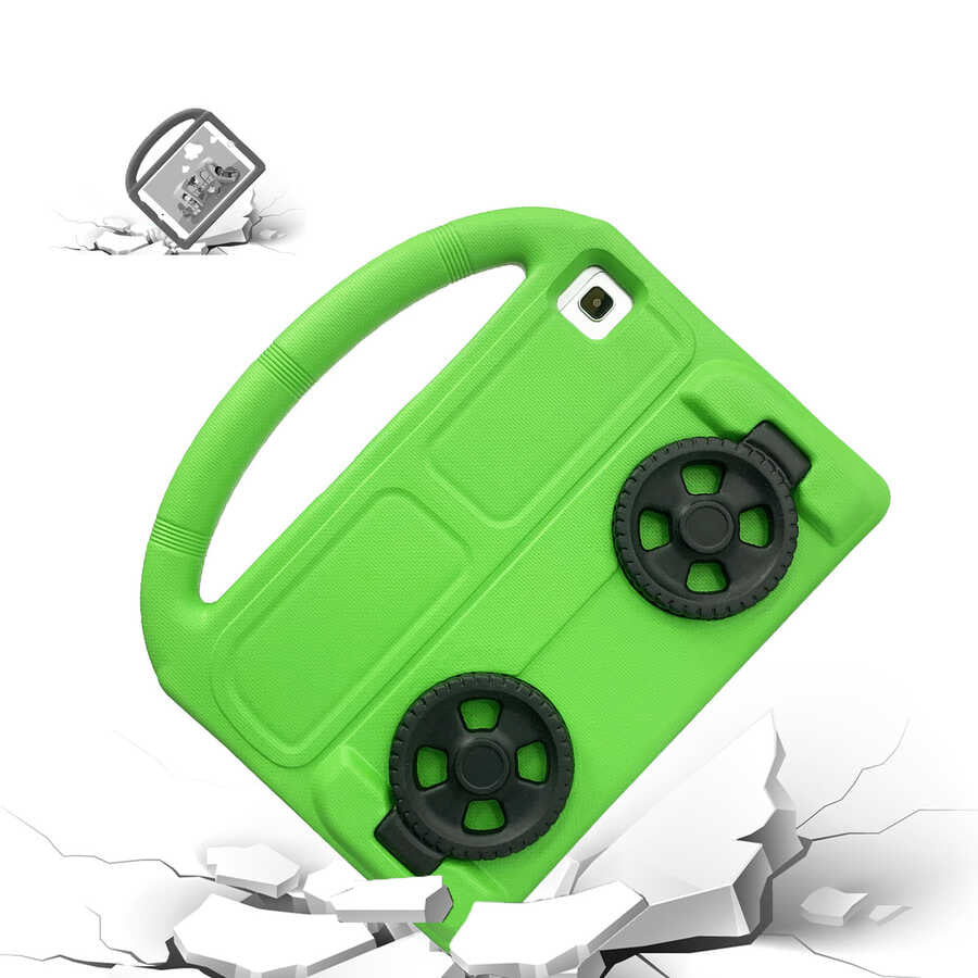 Galaxy Tab A7 10.4 T500 2020 Zore Wheel Car Tekerlek Standlı Tablet Eva Silikon Kılıf Mavi