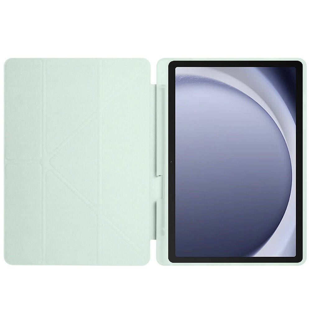 Galaxy Tab A9 Kılıf Zore Tri Folding Kalem Bölmeli Standlı Kılıf Koyu Yeşil