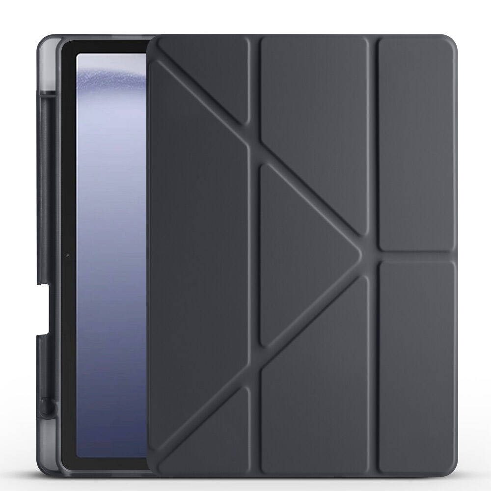 Galaxy Tab A9 Plus Kılıf Zore Tri Folding Kalem Bölmeli Standlı Kılıf Siyah
