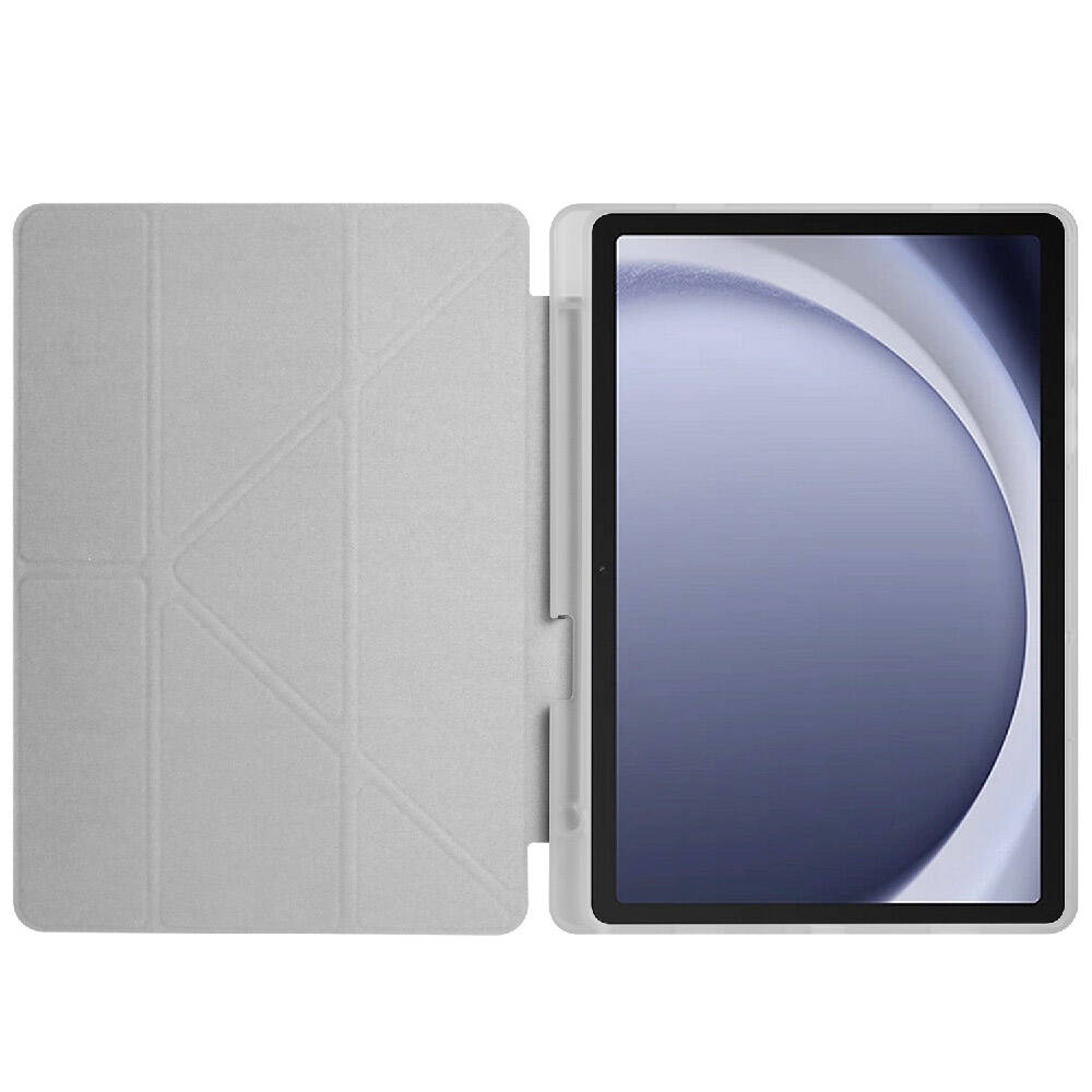 Galaxy Tab A9 Plus Kılıf Zore Tri Folding Kalem Bölmeli Standlı Kılıf Gri