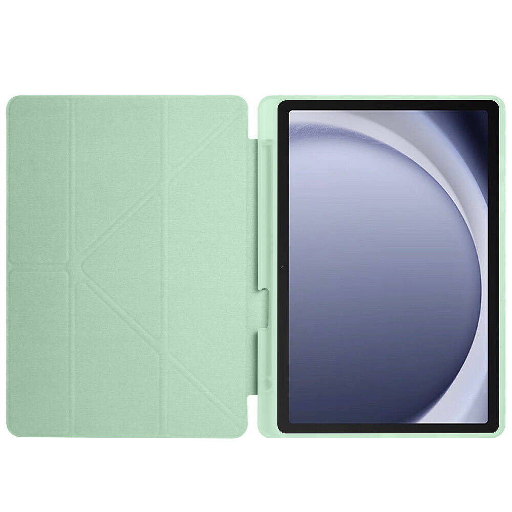 Galaxy Tab A9 Plus Kılıf Zore Tri Folding Kalem Bölmeli Standlı Kılıf Açık Yeşil