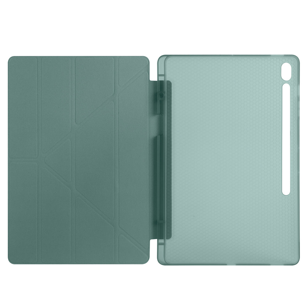 Galaxy Tab S10 FE Plus Kılıf Zore Tri Folding Kalem Bölmeli Standlı Kılıf Koyu Yeşil
