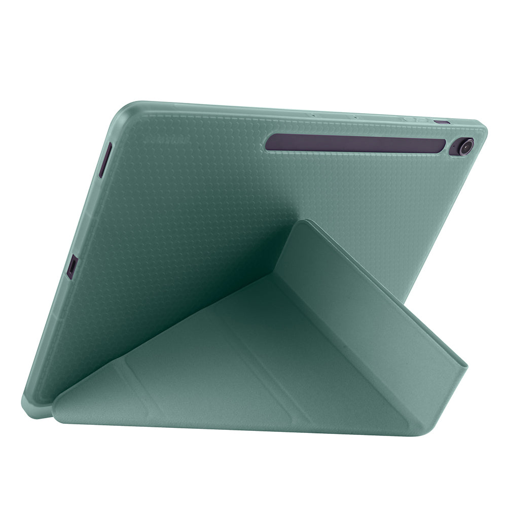 Galaxy Tab S10 FE Plus Kılıf Zore Tri Folding Kalem Bölmeli Standlı Kılıf Mavi