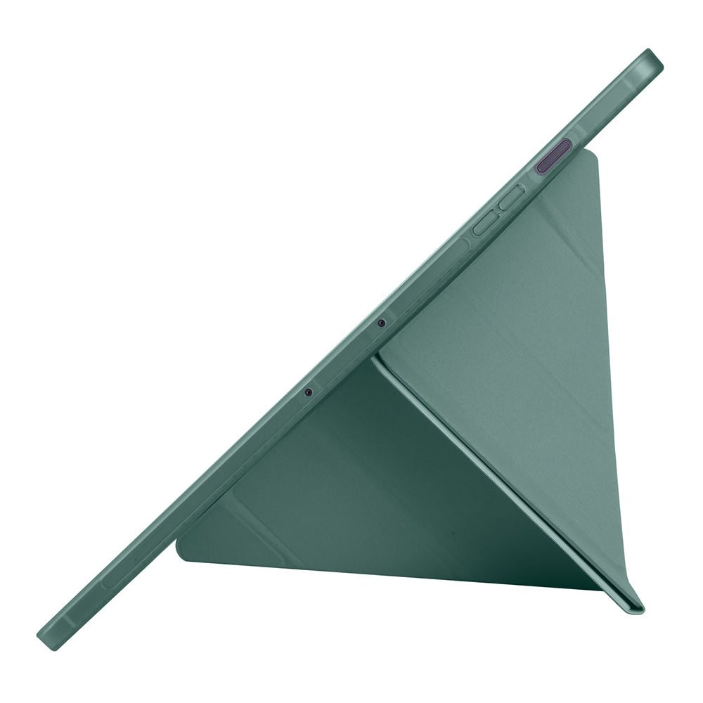 Galaxy Tab S10 FE Plus Kılıf Zore Tri Folding Kalem Bölmeli Standlı Kılıf Koyu Yeşil