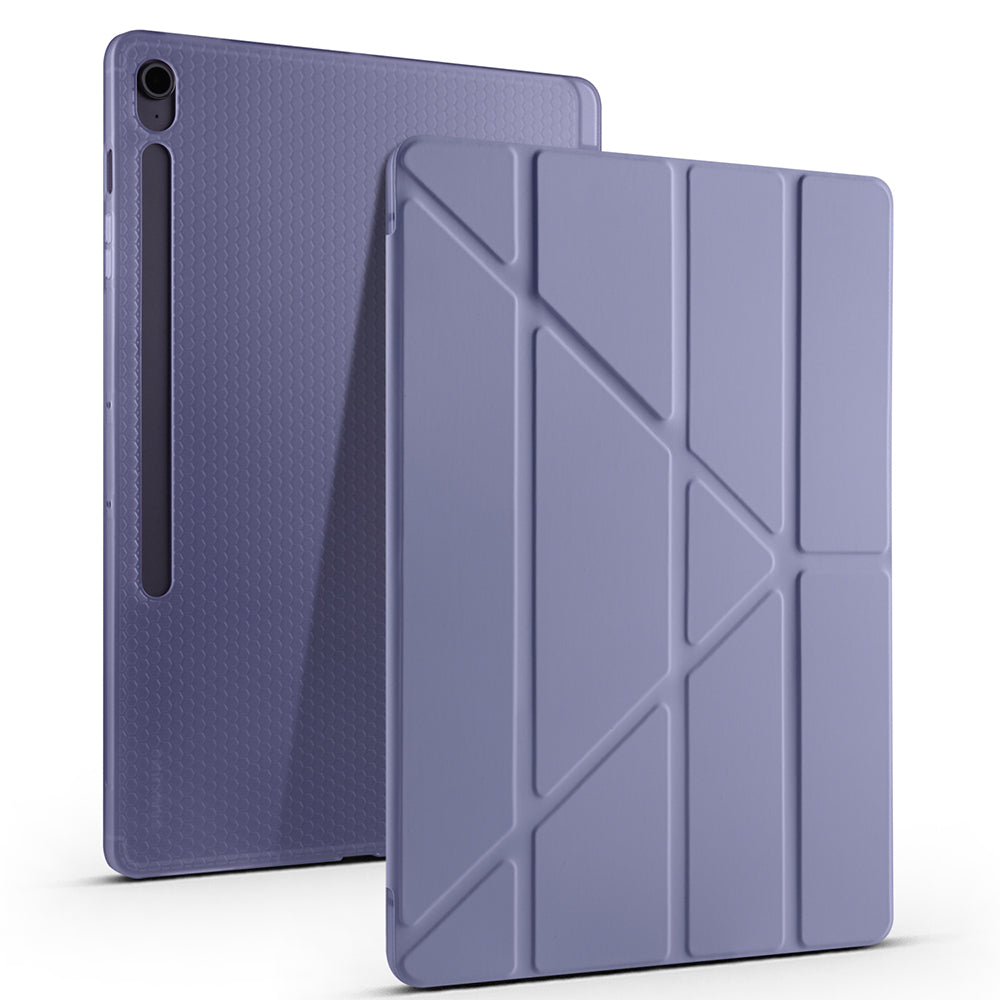 Galaxy Tab S10 FE Plus Kılıf Zore Tri Folding Kalem Bölmeli Standlı Kılıf Lila
