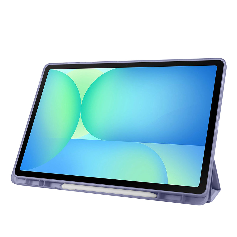 Galaxy Tab S10 FE Plus Kılıf Zore Tri Folding Kalem Bölmeli Standlı Kılıf Mor