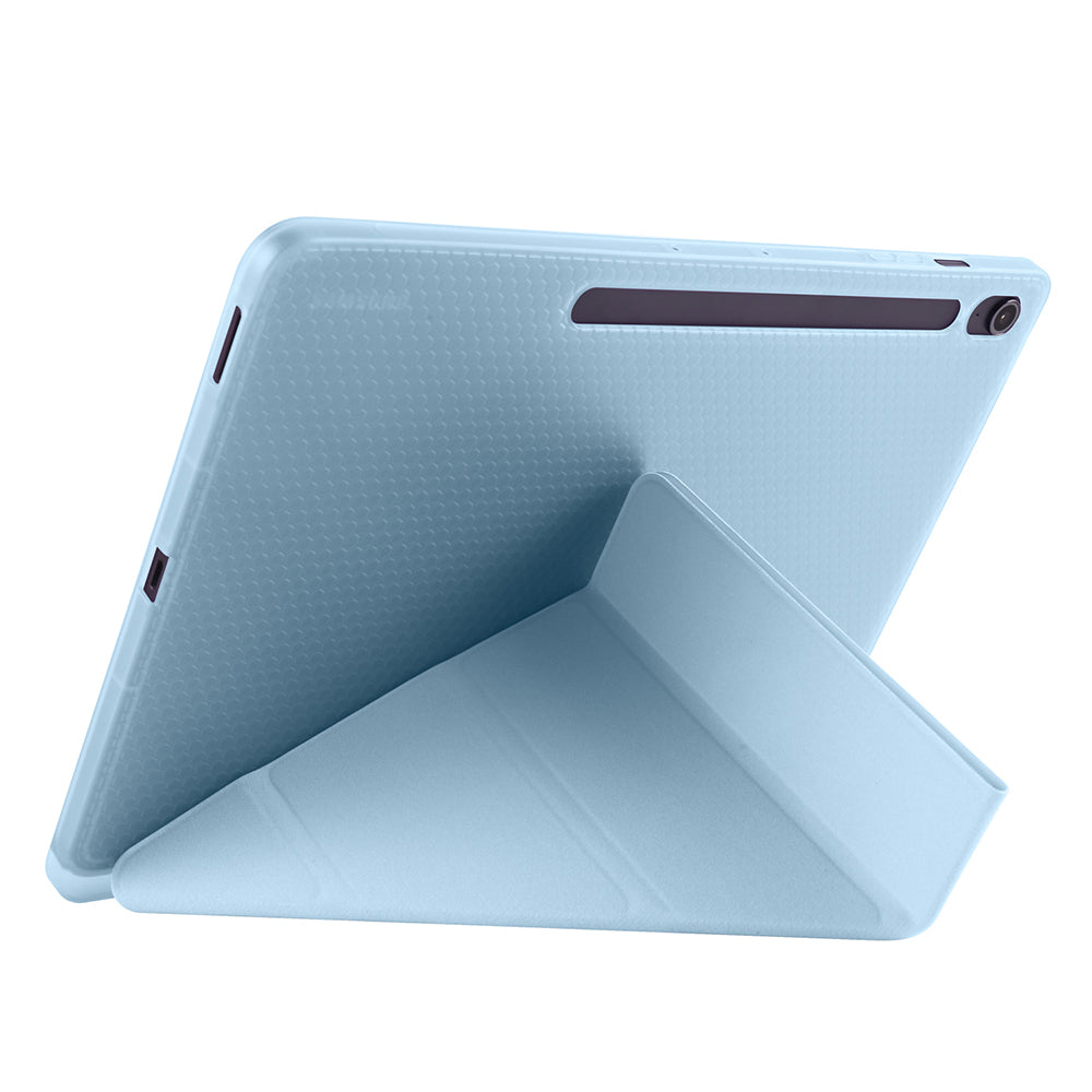 Galaxy Tab S10 FE Plus Kılıf Zore Tri Folding Kalem Bölmeli Standlı Kılıf Mavi