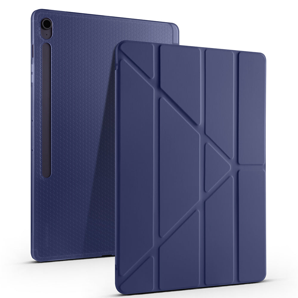 Galaxy Tab S10 FE Plus Kılıf Zore Tri Folding Kalem Bölmeli Standlı Kılıf Lacivert