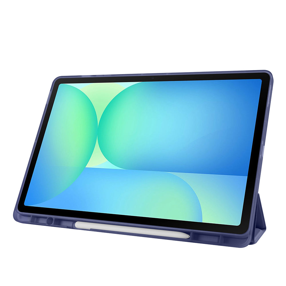 Galaxy Tab S10 FE Plus Kılıf Zore Tri Folding Kalem Bölmeli Standlı Kılıf Lila