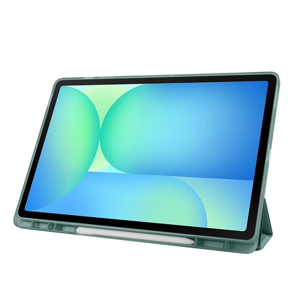 Galaxy Tab S10 FE Plus Kılıf Zore Tri Folding Kalem Bölmeli Standlı Kılıf Mavi