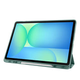Galaxy Tab S10 FE Plus Kılıf Zore Tri Folding Kalem Bölmeli Standlı Kılıf Koyu Yeşil