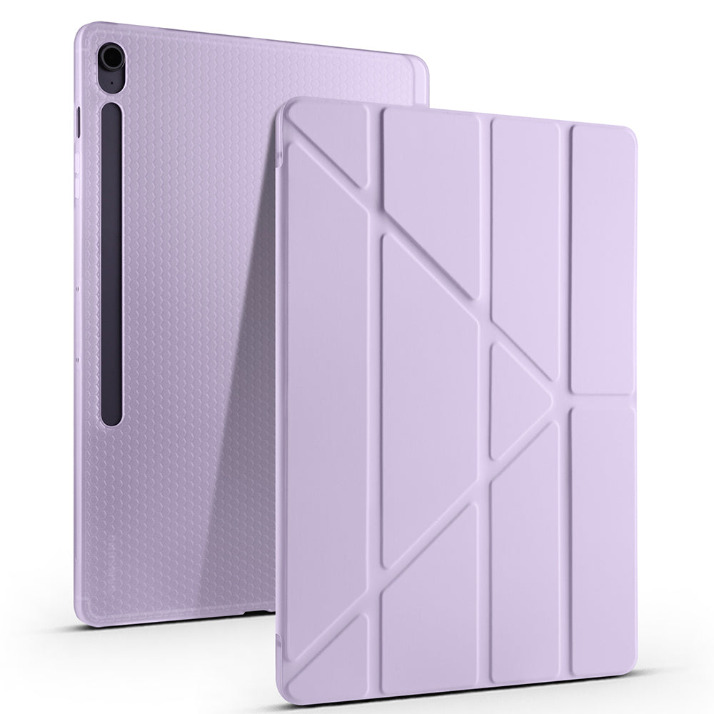 Galaxy Tab S10 FE Plus Kılıf Zore Tri Folding Kalem Bölmeli Standlı Kılıf Mor