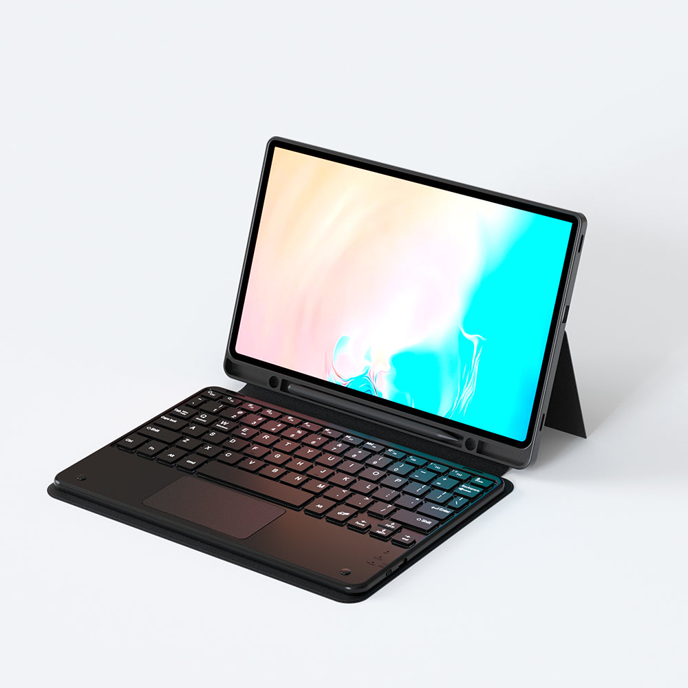 Galaxy Tab S10 FE Plus Zore Border Keyboard Bluetooh Bağlantılı Standlı Klavyeli Tablet Kılıfı Siyah
