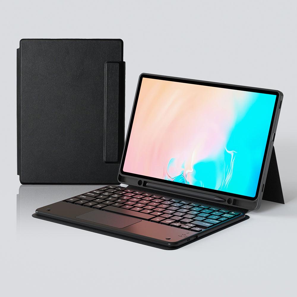 Galaxy Tab S10 FE Plus Zore Border Keyboard Bluetooh Bağlantılı Standlı Klavyeli Tablet Kılıfı Siyah