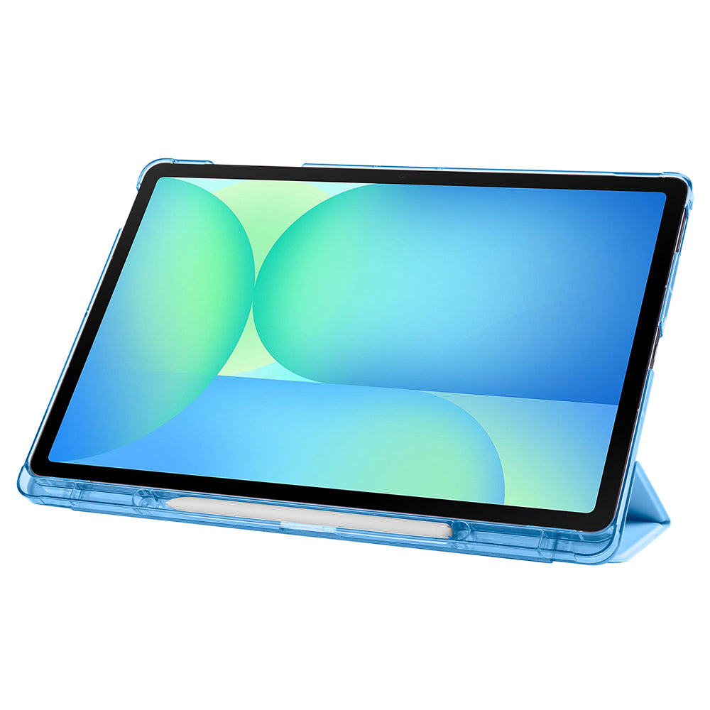 Galaxy Tab S10 FE Plus Zore Smart Cover Kalem Bölmeli Standlı 1-1 Kılıf Mavi