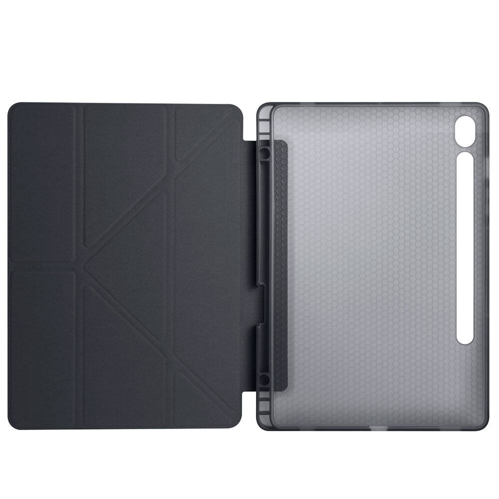 Galaxy Tab S10 Lite Kılıf Zore Tri Folding Kalem Bölmeli Standlı Kılıf Siyah