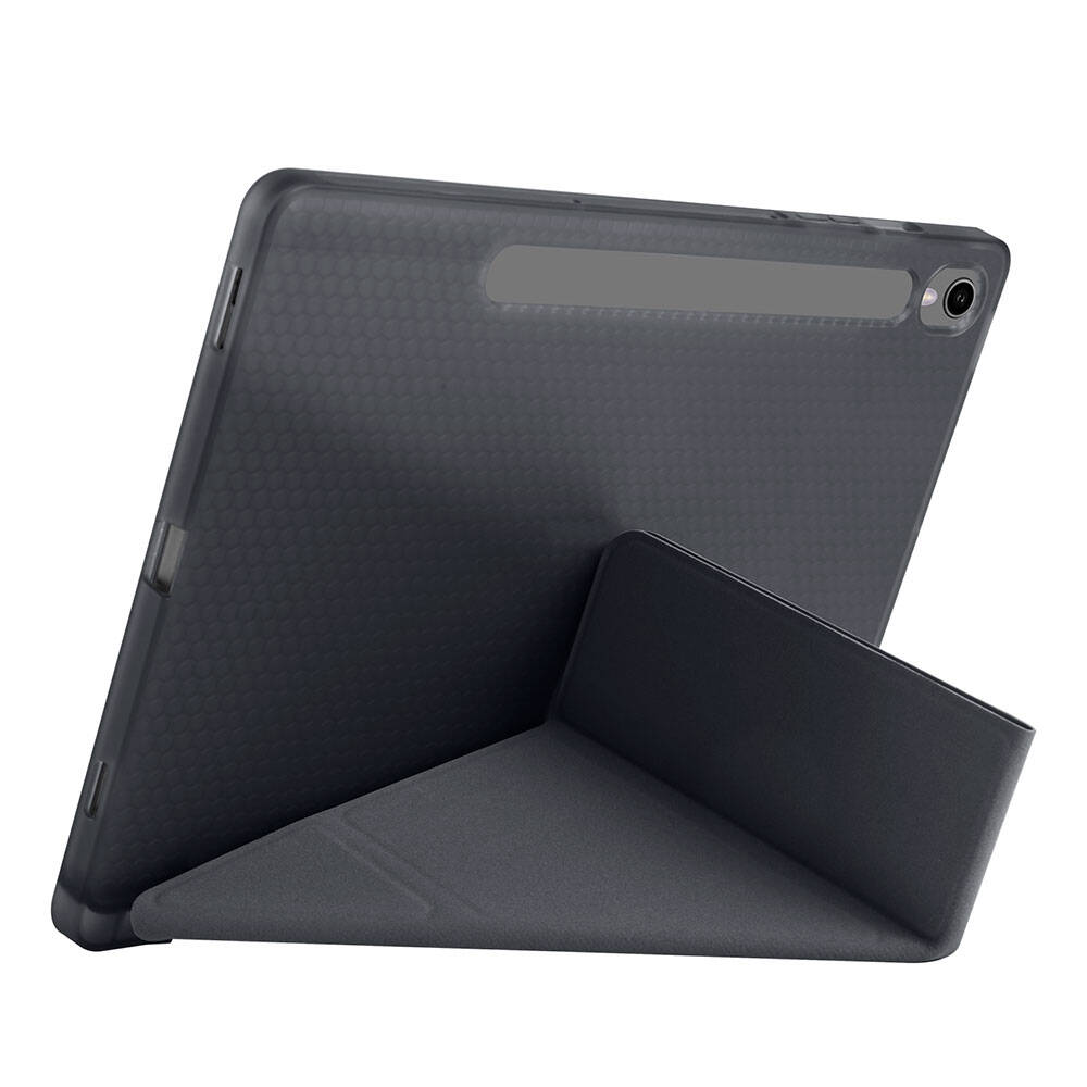 Galaxy Tab S10 Lite Kılıf Zore Tri Folding Kalem Bölmeli Standlı Kılıf Siyah