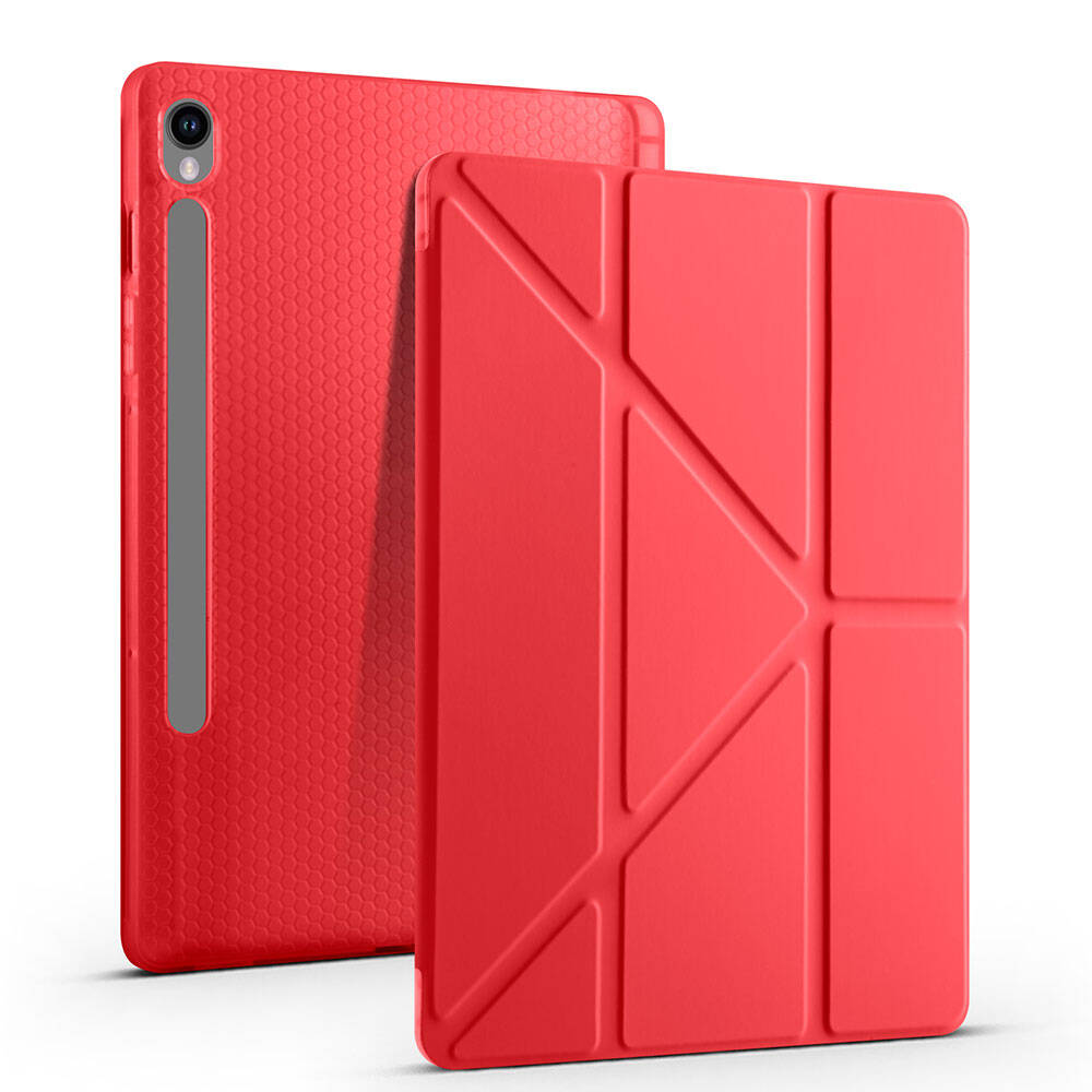 Galaxy Tab S10 Lite Kılıf Zore Tri Folding Kalem Bölmeli Standlı Kılıf Siyah