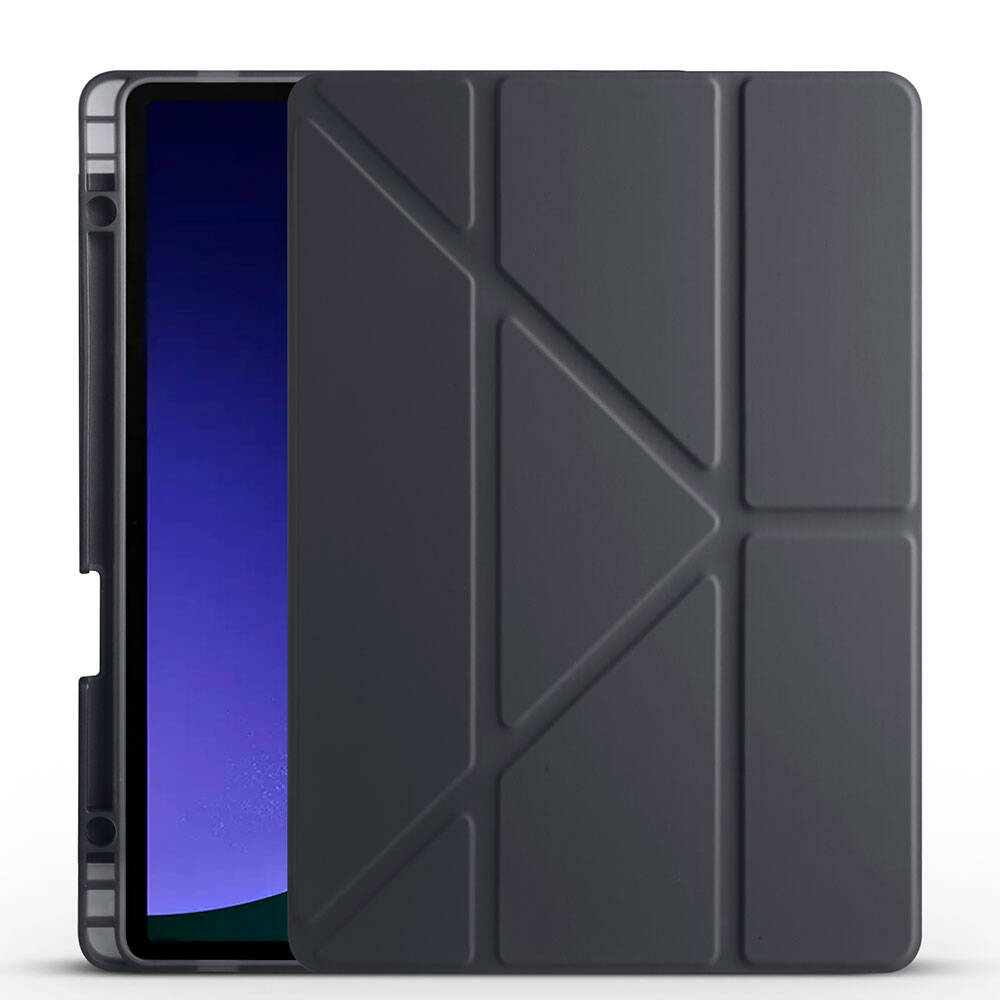 Galaxy Tab S10 Lite Kılıf Zore Tri Folding Kalem Bölmeli Standlı Kılıf Siyah