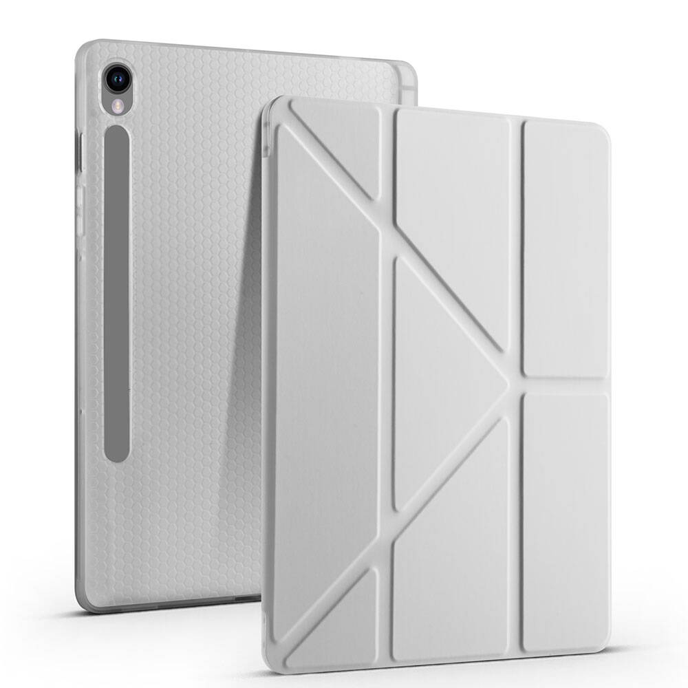 Galaxy Tab S10 Lite Kılıf Zore Tri Folding Kalem Bölmeli Standlı Kılıf Siyah