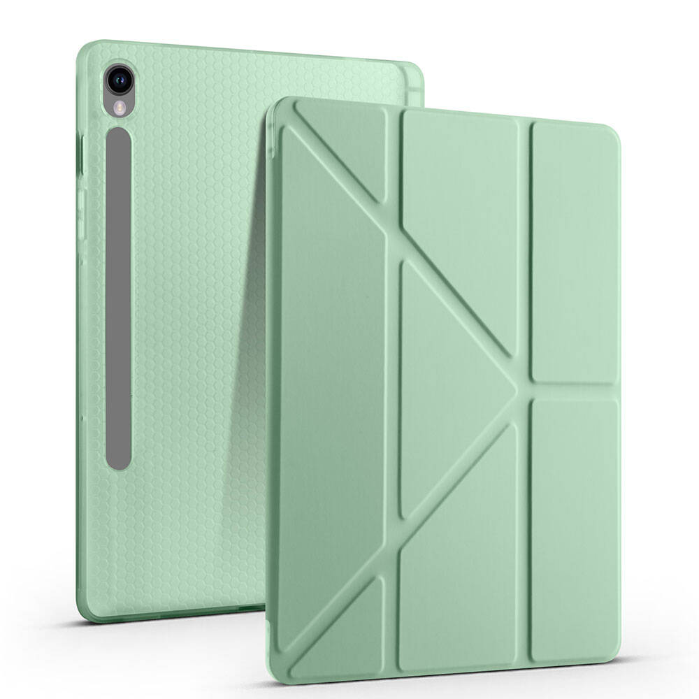 Galaxy Tab S10 Lite Kılıf Zore Tri Folding Kalem Bölmeli Standlı Kılıf Siyah