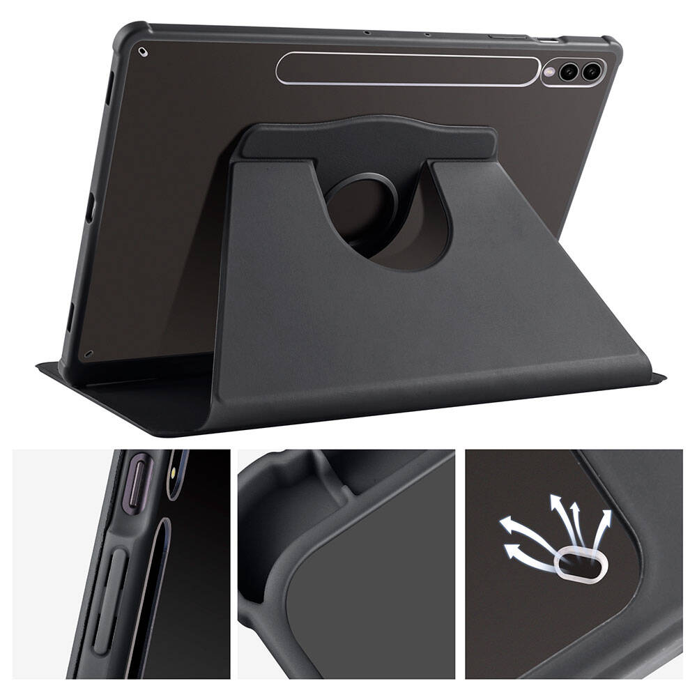 Galaxy Tab S10 Plus Kılıf Zore Termik Kalem Bölmeli Dönebilen Standlı Kılıf Lavendery Gray