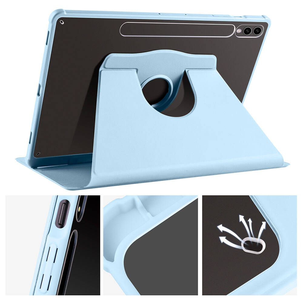 Galaxy Tab S10 Plus Kılıf Zore Termik Kalem Bölmeli Dönebilen Standlı Kılıf Açık Yeşil