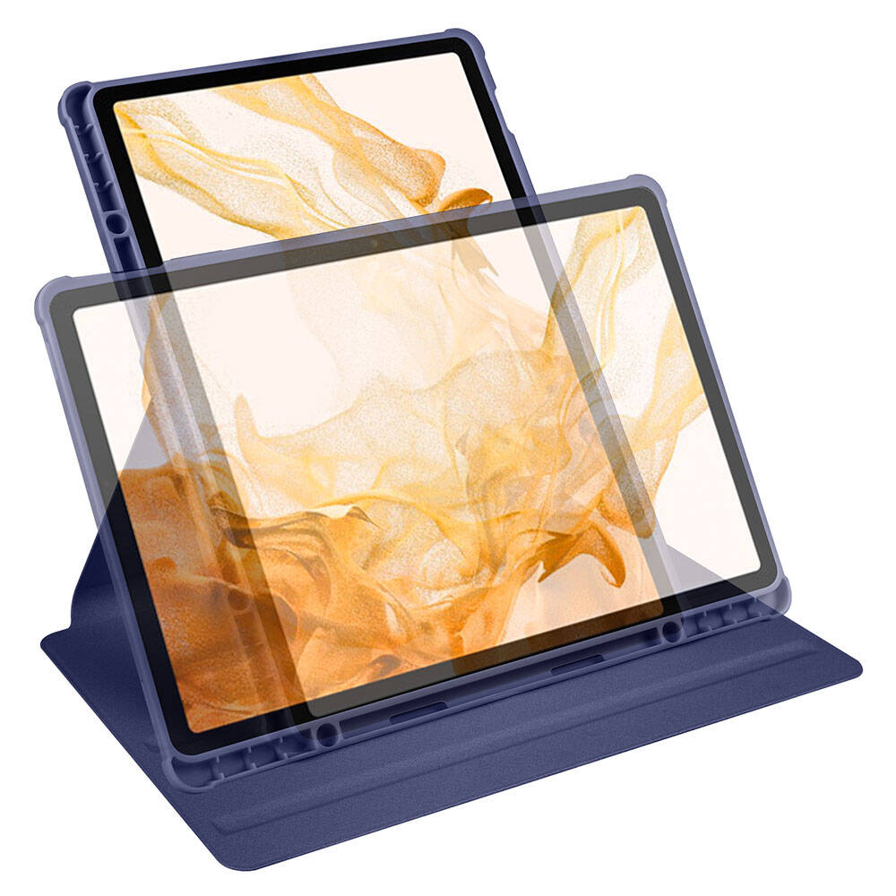 Galaxy Tab S10 Plus Kılıf Zore Termik Kalem Bölmeli Dönebilen Standlı Kılıf Lavendery Gray