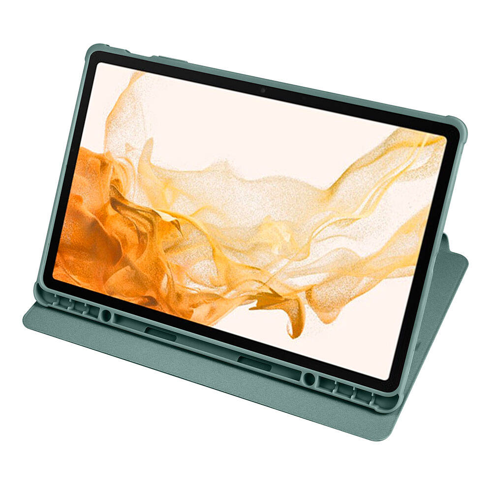 Galaxy Tab S10 Plus Kılıf Zore Termik Kalem Bölmeli Dönebilen Standlı Kılıf Açık Yeşil