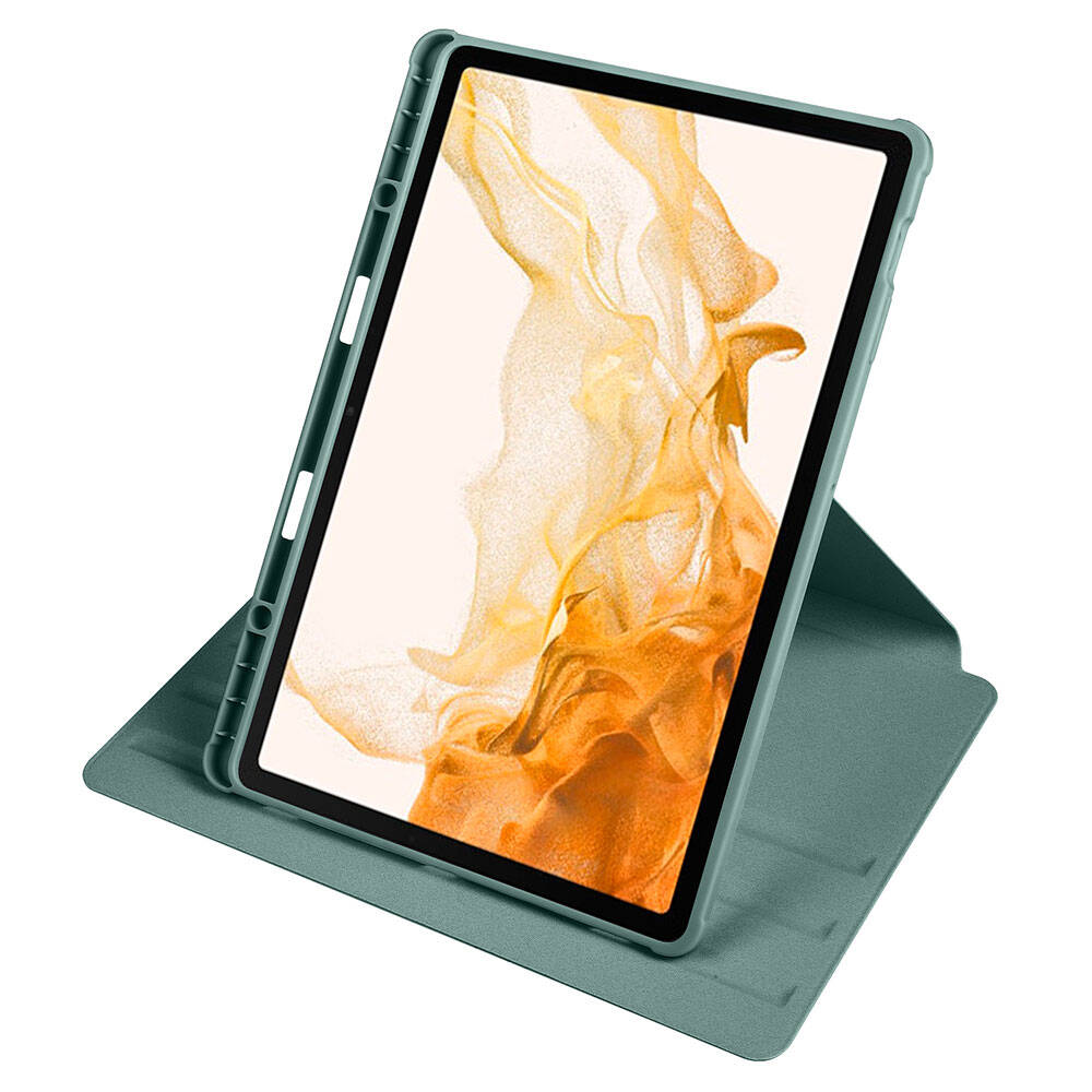 Galaxy Tab S10 Plus Kılıf Zore Termik Kalem Bölmeli Dönebilen Standlı Kılıf Açık Yeşil
