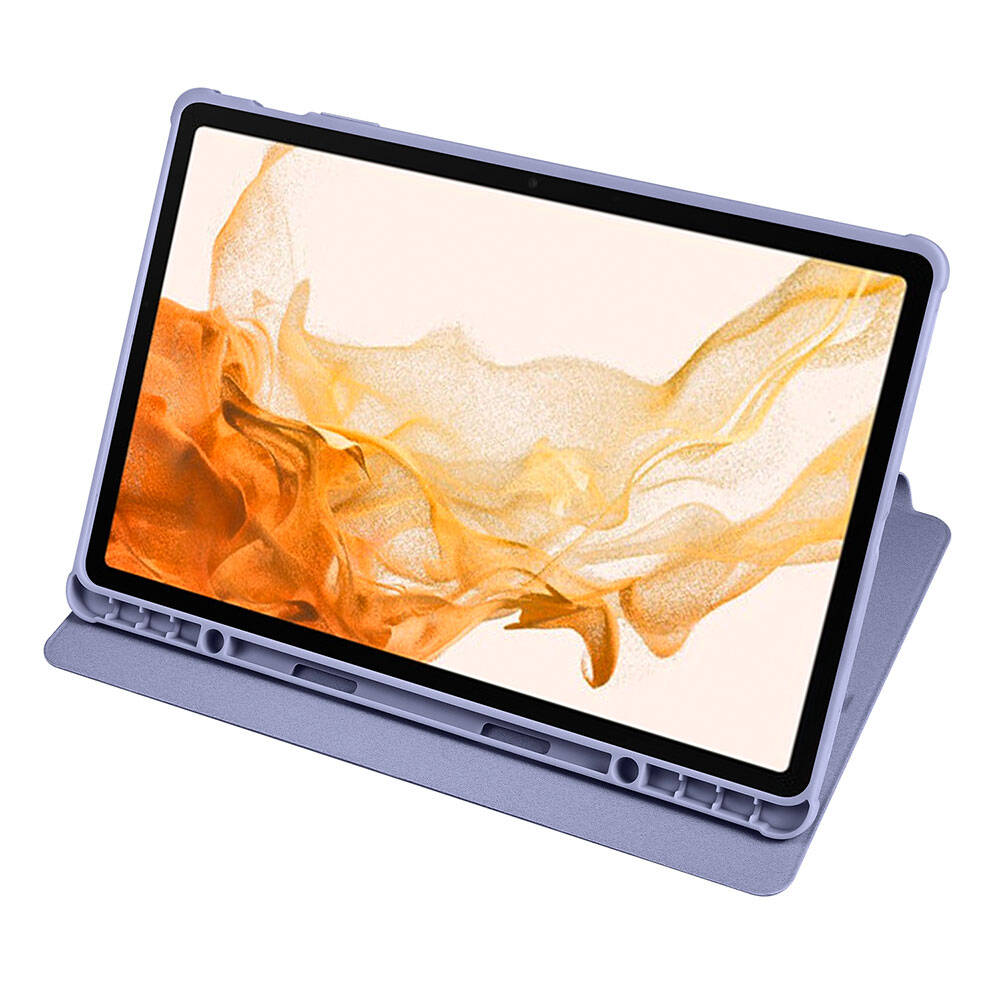 Galaxy Tab S10 Plus Kılıf Zore Termik Kalem Bölmeli Dönebilen Standlı Kılıf Lavendery Gray