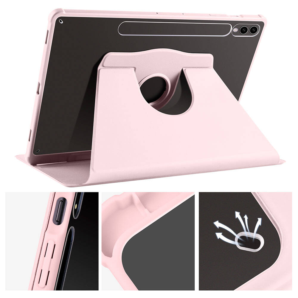 Galaxy Tab S10 Plus Kılıf Zore Termik Kalem Bölmeli Dönebilen Standlı Kılıf Lavendery Gray