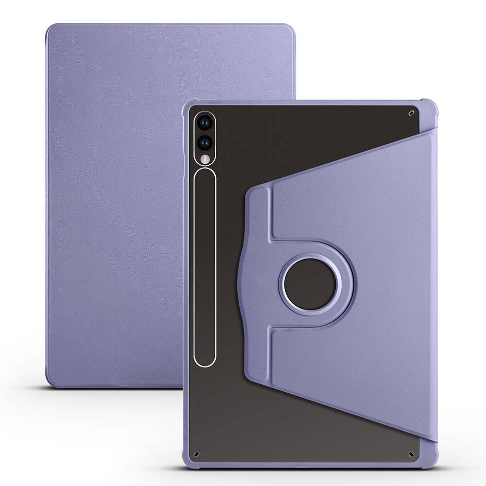 Galaxy Tab S10 Plus Kılıf Zore Termik Kalem Bölmeli Dönebilen Standlı Kılıf Lavendery Gray